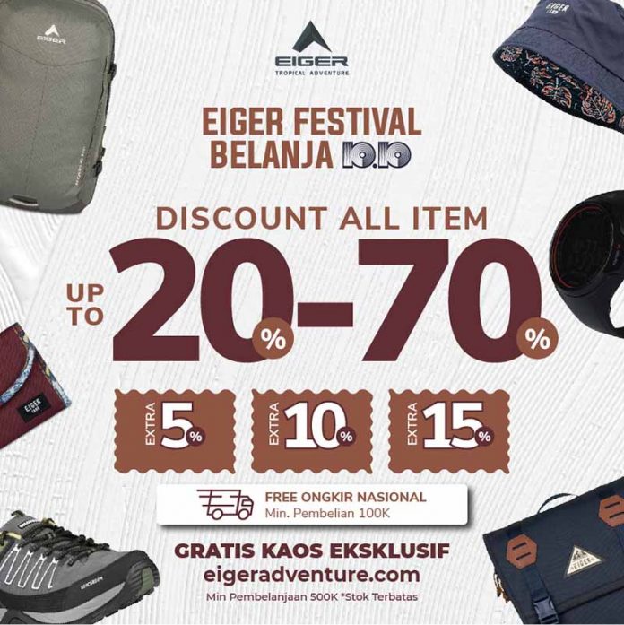 Diskon Eiger Hingga 70% Selama 10.10 Festival Belanja!