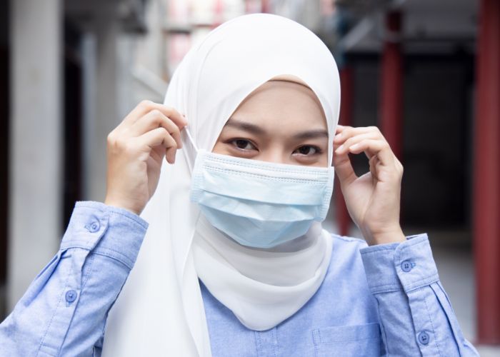 ootd hijab pakai masker