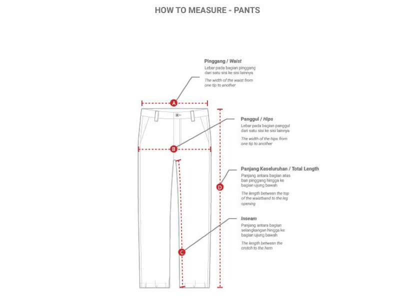 ukuran celana pria