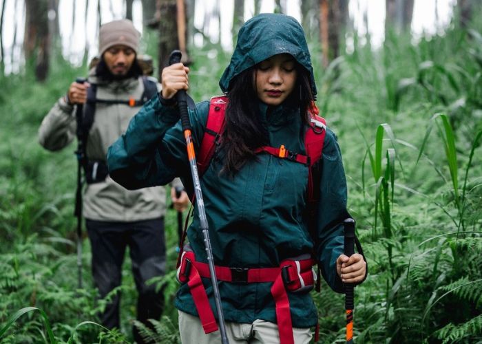 mendaki gunung saat hujan